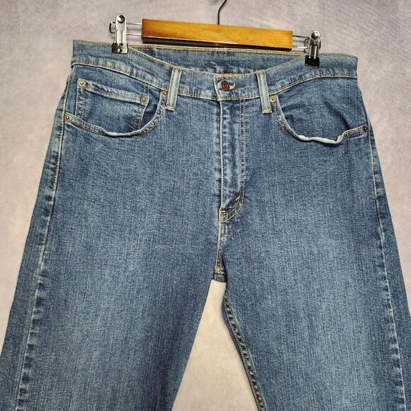 Levis 505 Jeans Mens 34x30 Blue Denim Straight Leg Regular Fit Classic Zip Fly‎ - Picture 4 of 16